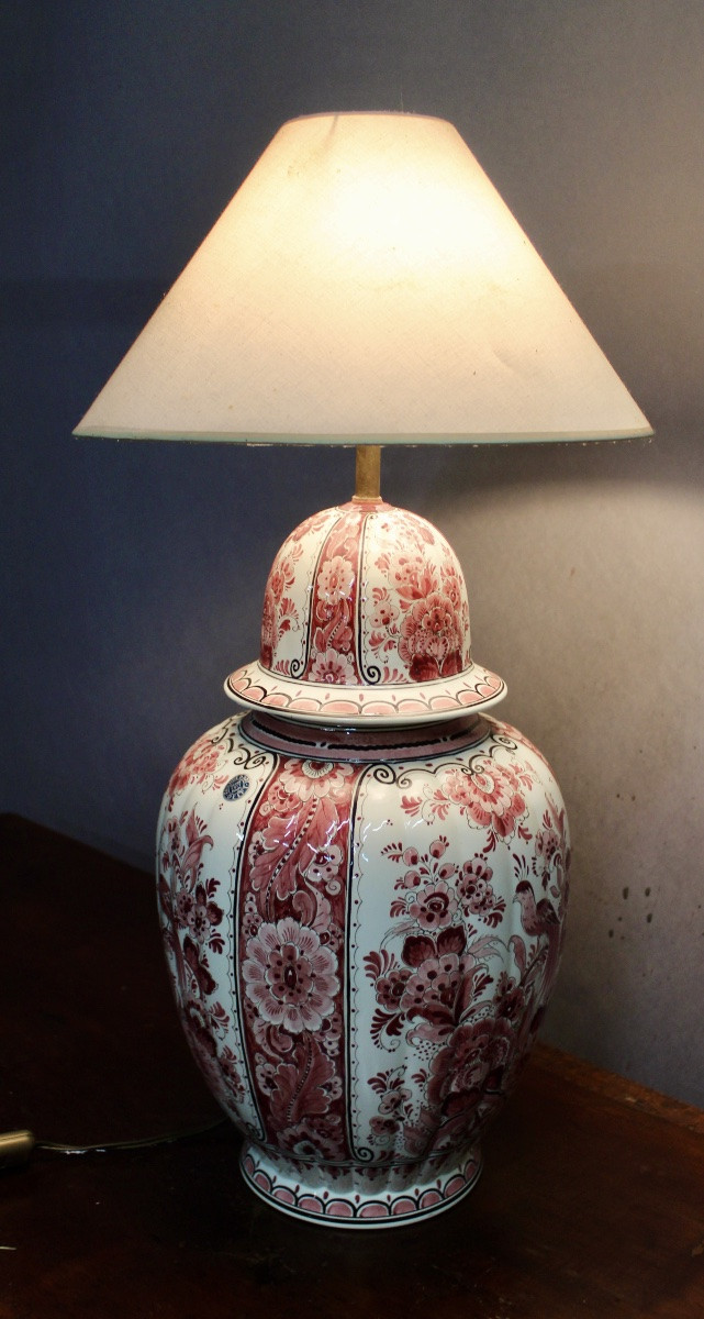 Potiche en faience de DELFT montée en lampe-photo-2