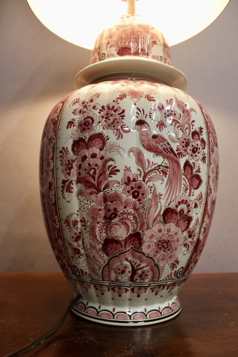 Potiche en faience de DELFT montée en lampe-photo-4