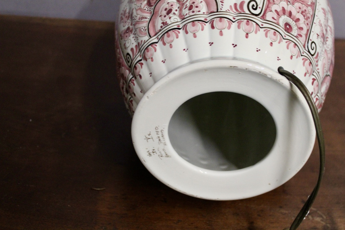 Potiche en faience de DELFT montée en lampe-photo-2