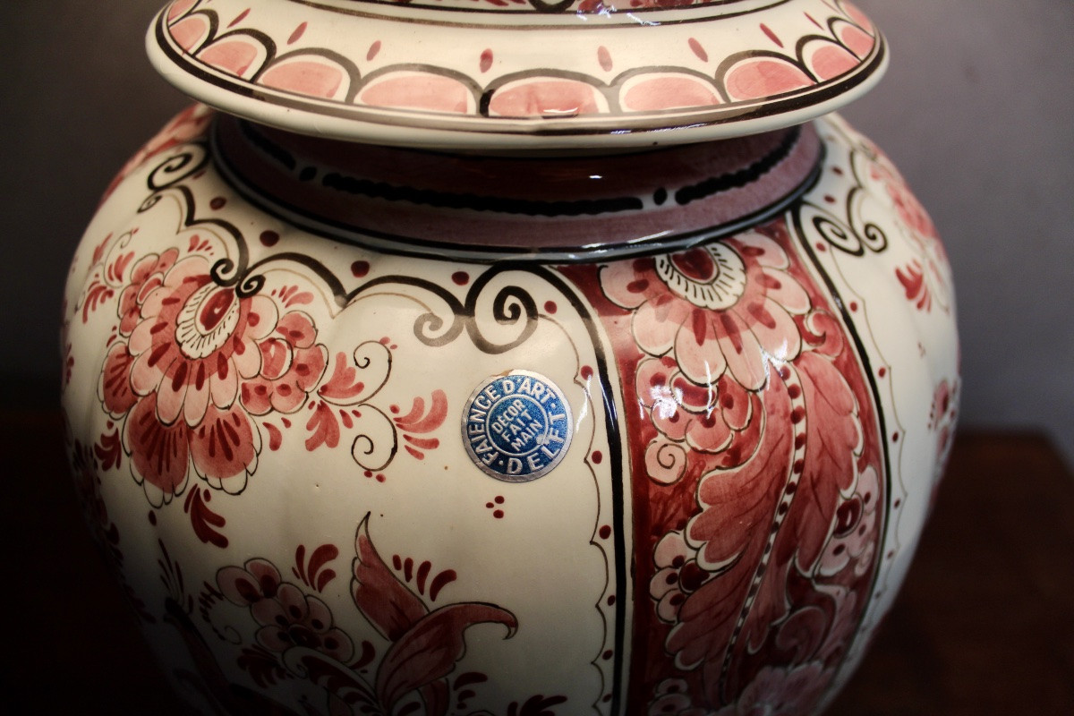 Potiche en faience de DELFT montée en lampe-photo-4