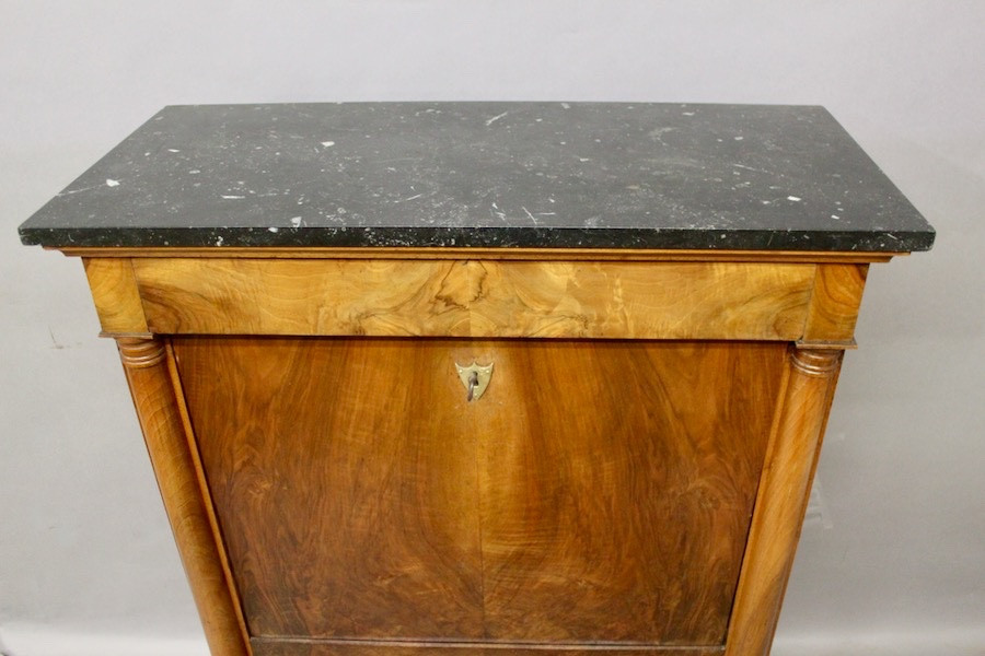 Empire Secretary Desk In Walnut With Black Marble Top-photo-5