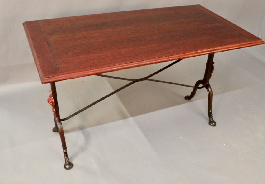 Ensemble De 9 Tables De Bistrot 1900 à Piètement Fer Forgé à Décor De Rose-photo-5