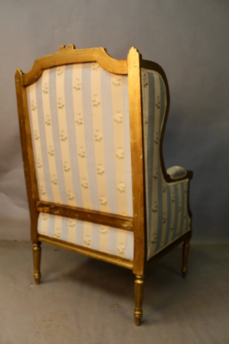 Gilded Wooden Wing Chair-photo-4