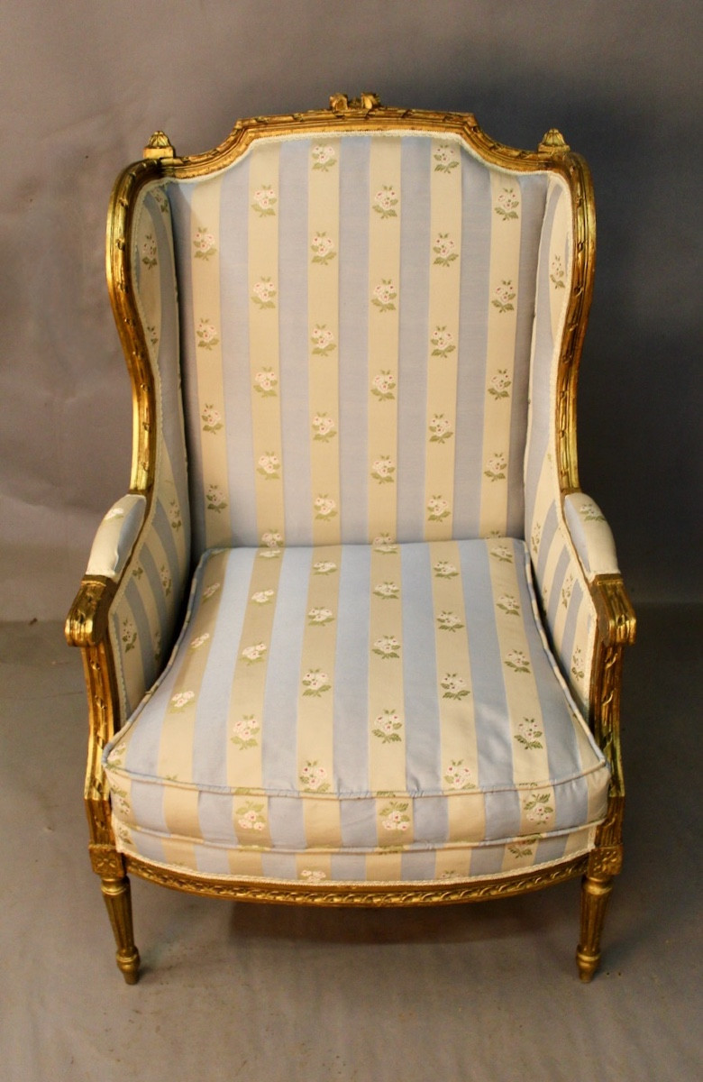 Gilded Wooden Wing Chair