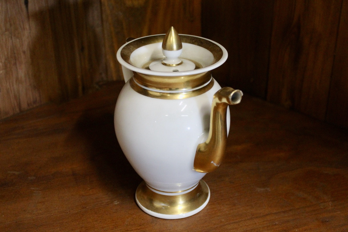 Verseuse en porcelaine de Paris, filets d'or, Epoque EMPIRE -photo-4