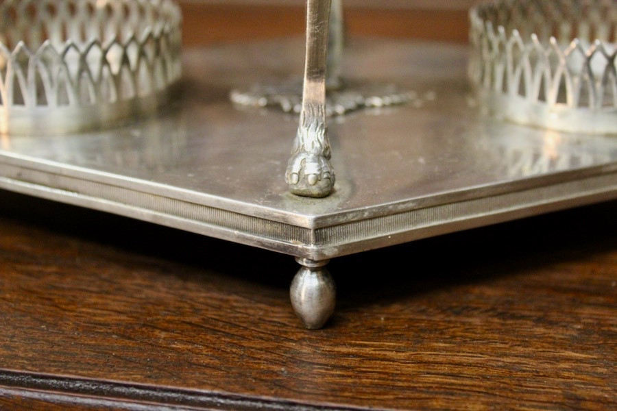 Serviteur de table huilier et vinaigrier en argent massif d'époque Empire-photo-4