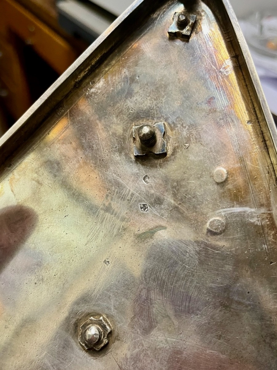 Serviteur de table huilier et vinaigrier en argent massif d'époque Empire-photo-5