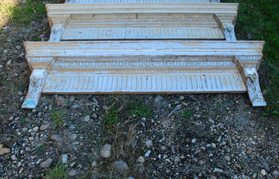 Pair Of 19th-century Wooden Capitals, 2.42 Meters-photo-3