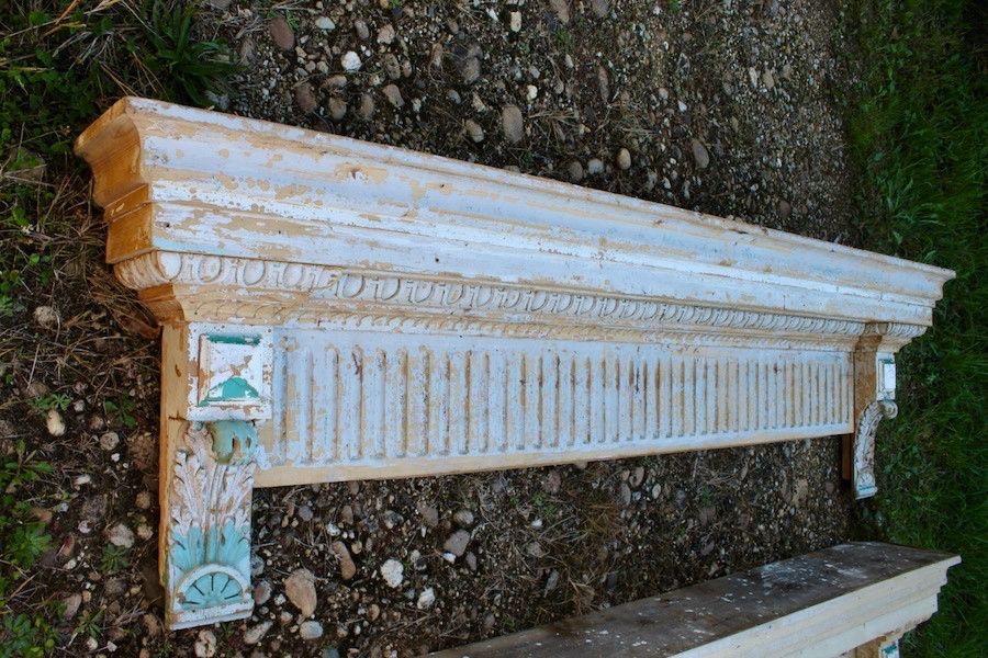 Pair Of 19th-century Wooden Capitals, 2.42 Meters-photo-1