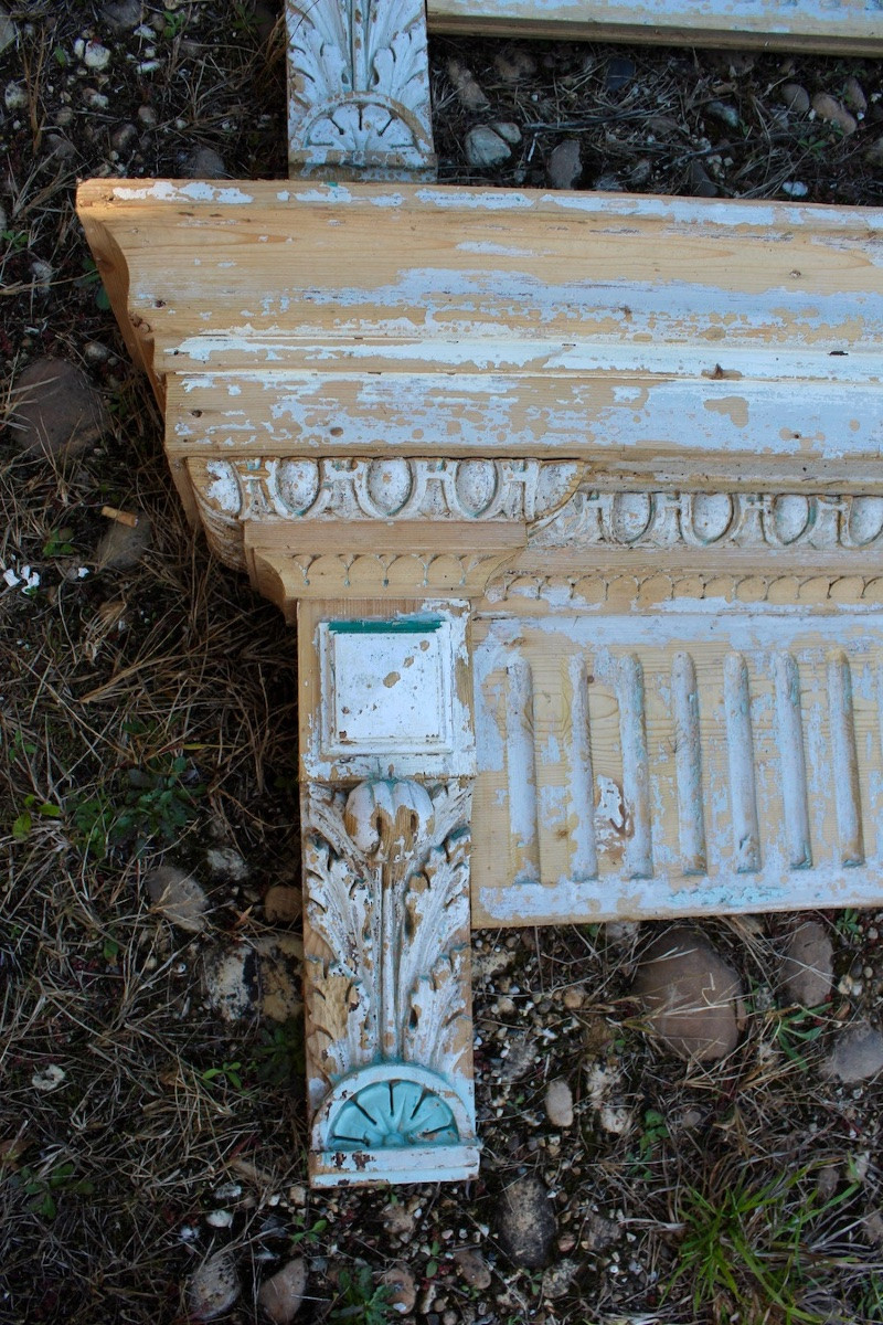 Pair Of 19th-century Wooden Capitals, 2.42 Meters-photo-4