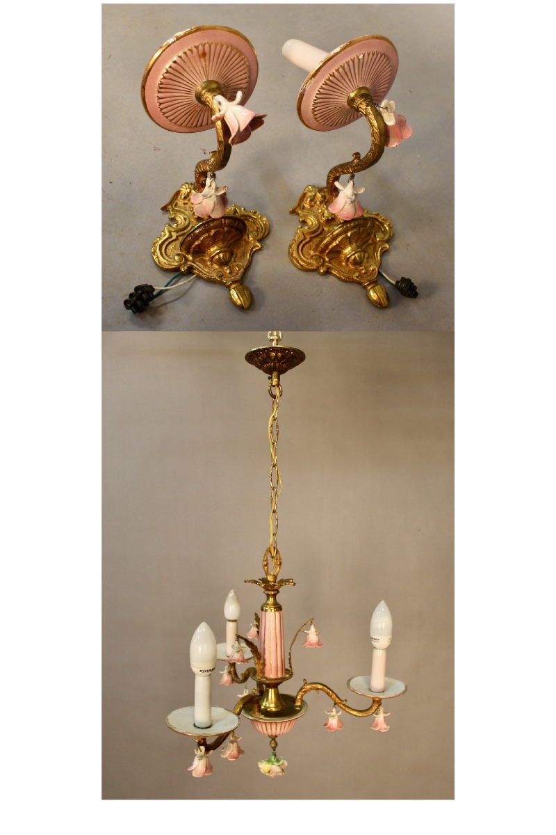 suspension luminaire plafonnier trois lumières doré 50x18x85 cm