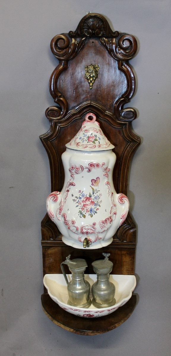 Fontaine murale à eau ou vin , faience de Luneville-photo-4