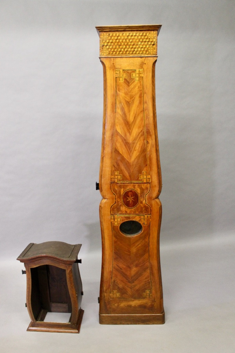 Large Marquetry Floor Clock Case, 19th Century-photo-3