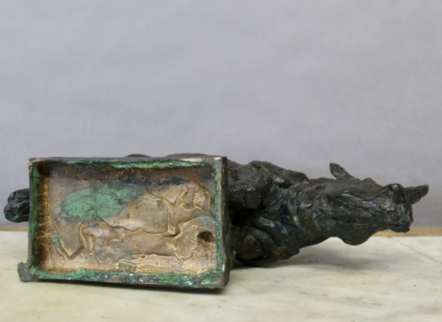 Patinated Bronze Rhinoceros By Michel Lauricella -photo-2