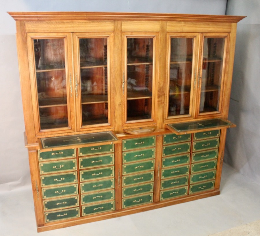 Bibliothèque cartonnier en acajou XIXe-photo-5