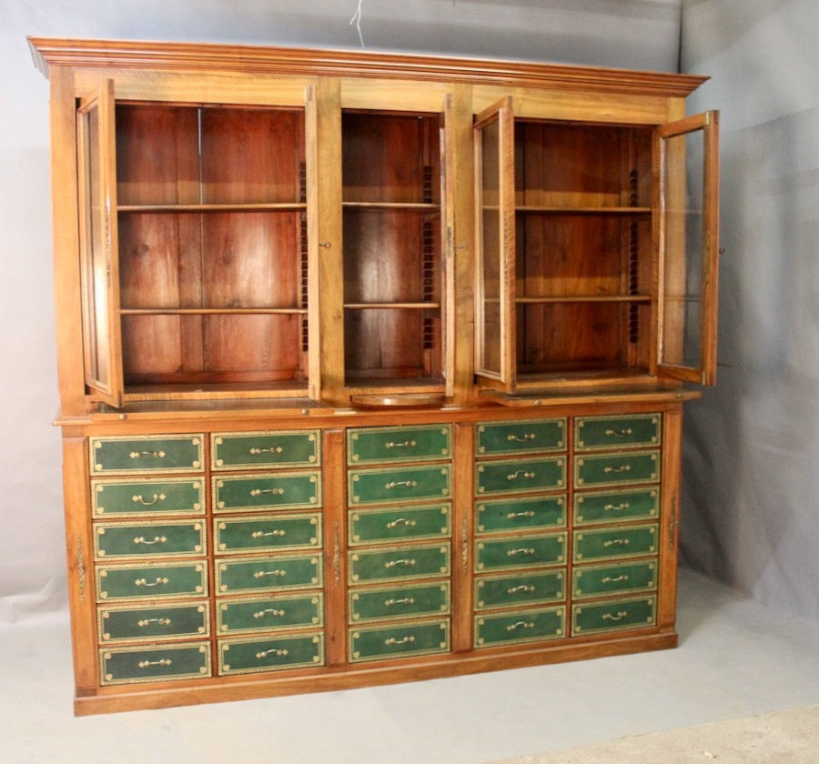 Bibliothèque cartonnier en acajou XIXe-photo-6