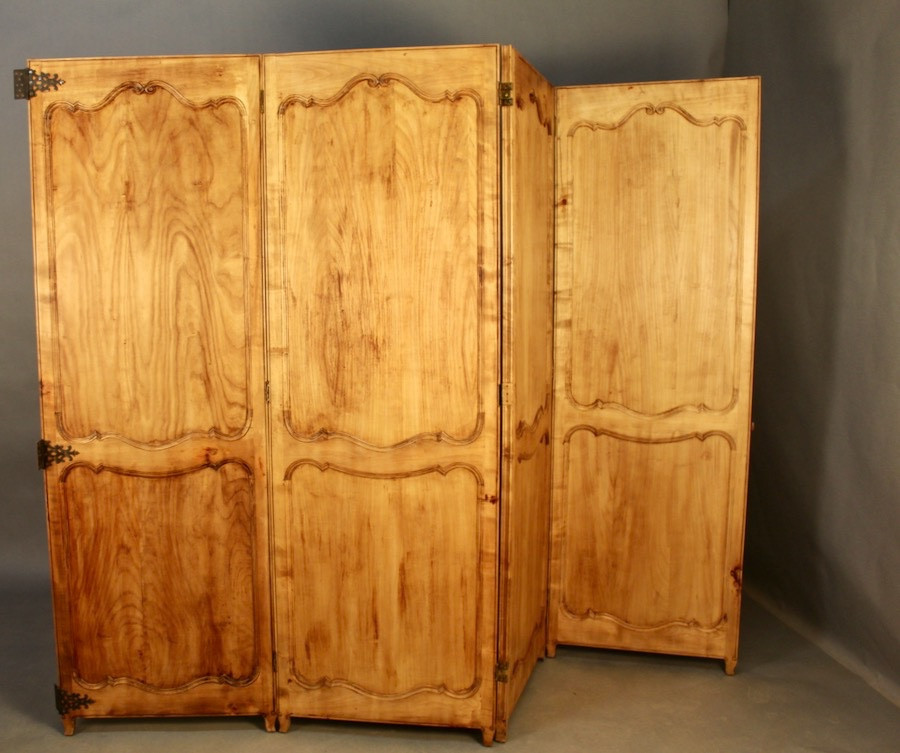 Grand paravent en merisier à 4 vantaux double face-photo-3