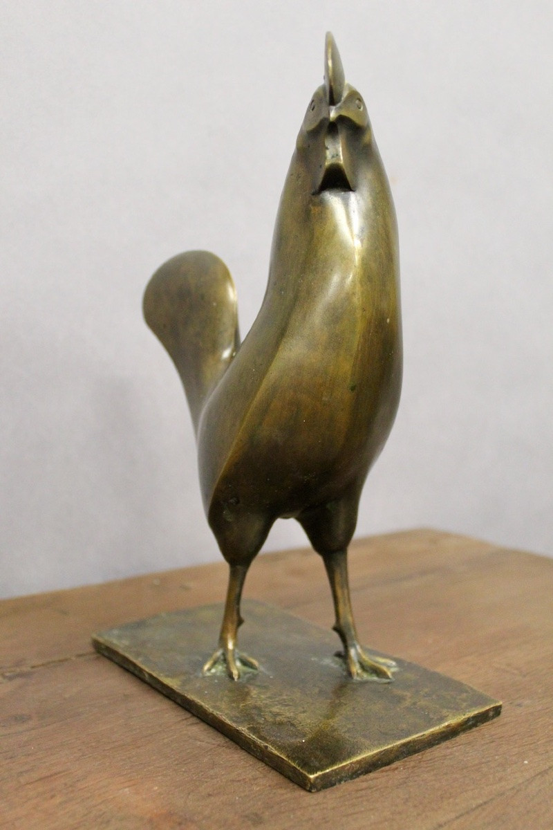 Coq en bronze signé et numéroté LIOULT (1955)-photo-2