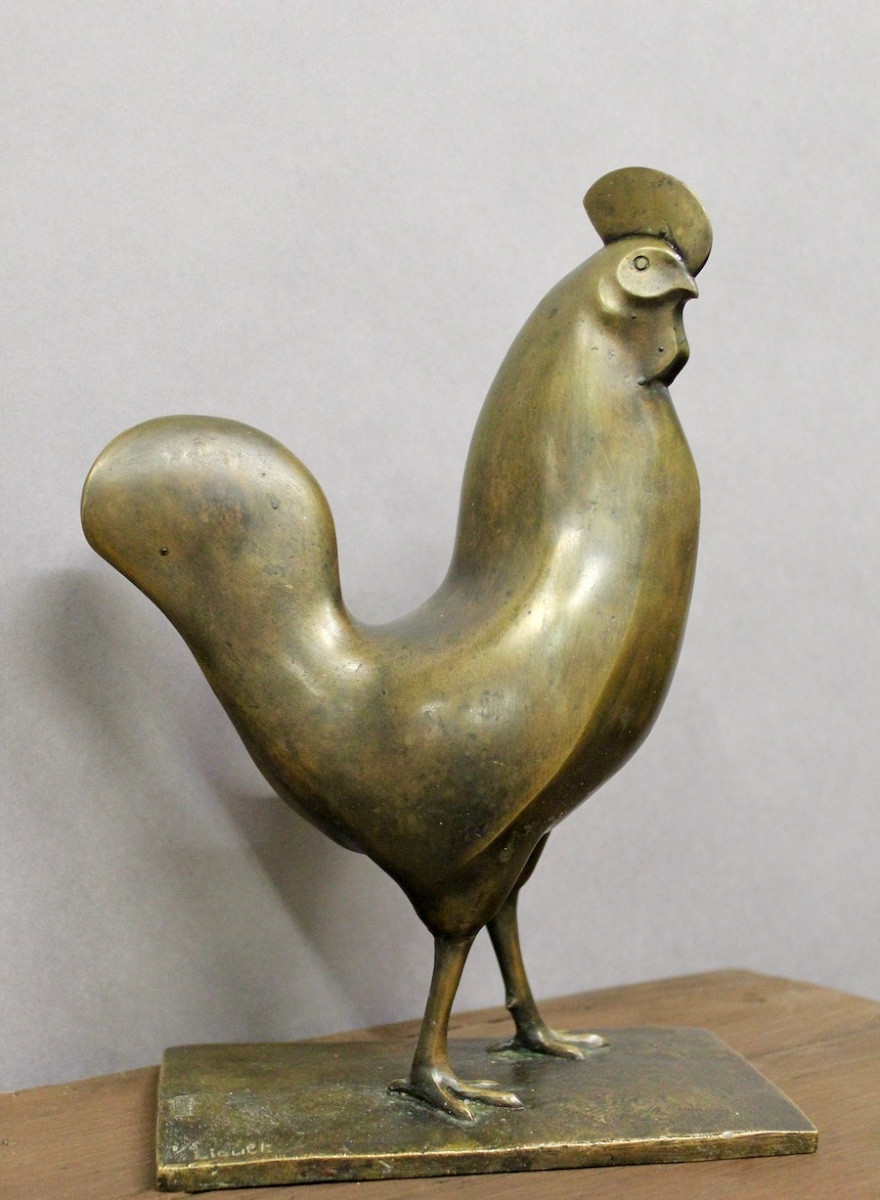 Coq en bronze signé et numéroté LIOULT (1955)-photo-4