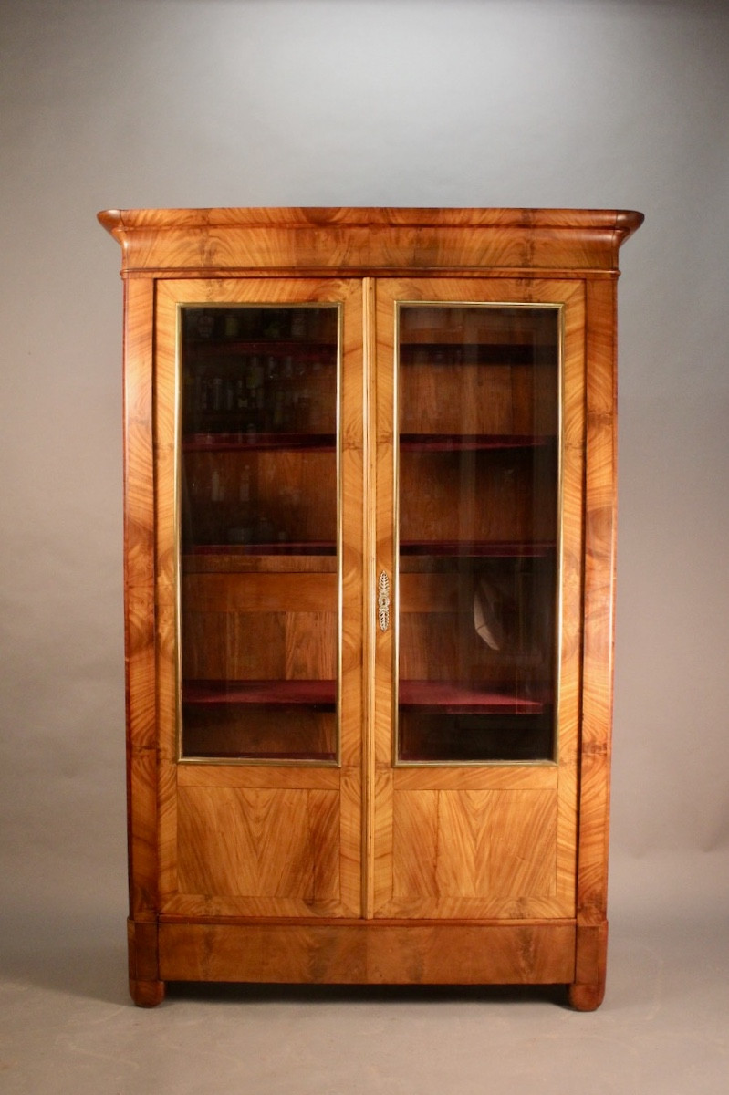 Mahogany Glass-fronted Bookcase, Restoration Period, 19th Century