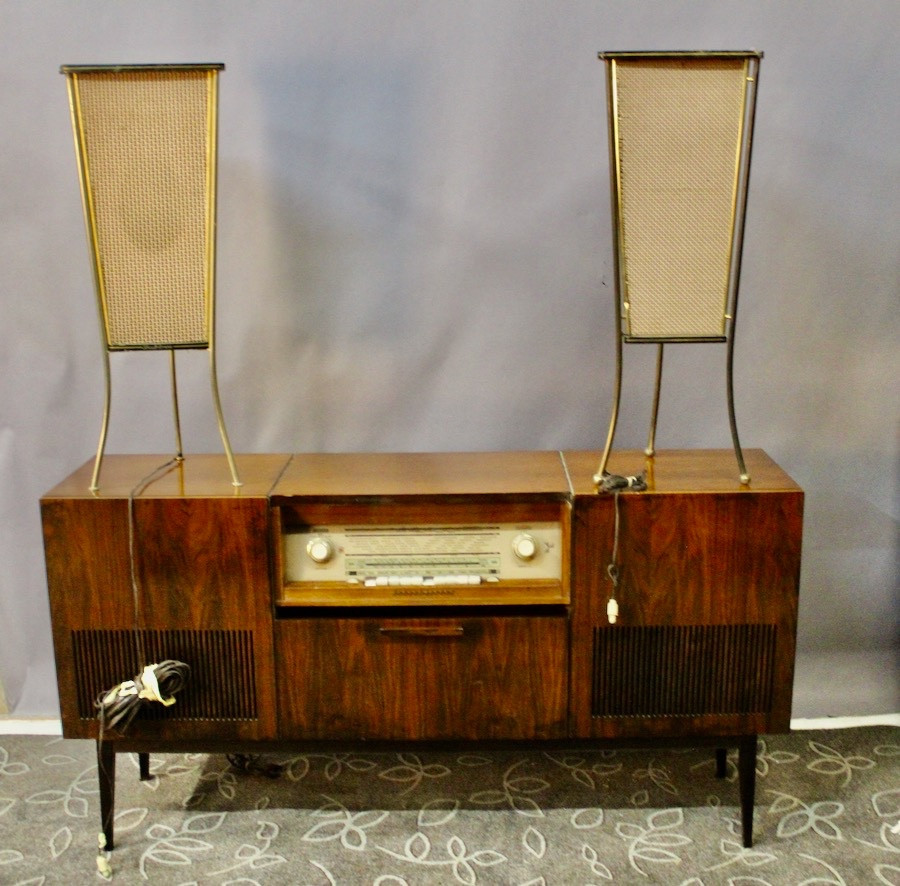 Vintage Schaub Lorenz Hifi Cabinet With Two Speakers-photo-2