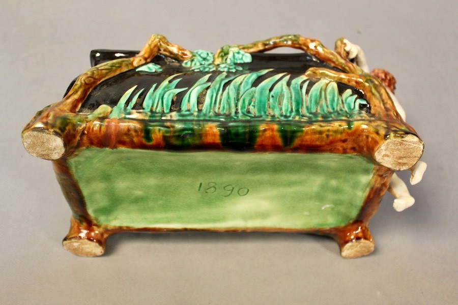 Italian Majolica Jardinière Decorated With Nymphs And Putti-photo-3