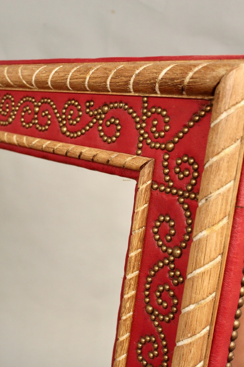 Red Leather Mirror By André Maillefert-photo-1