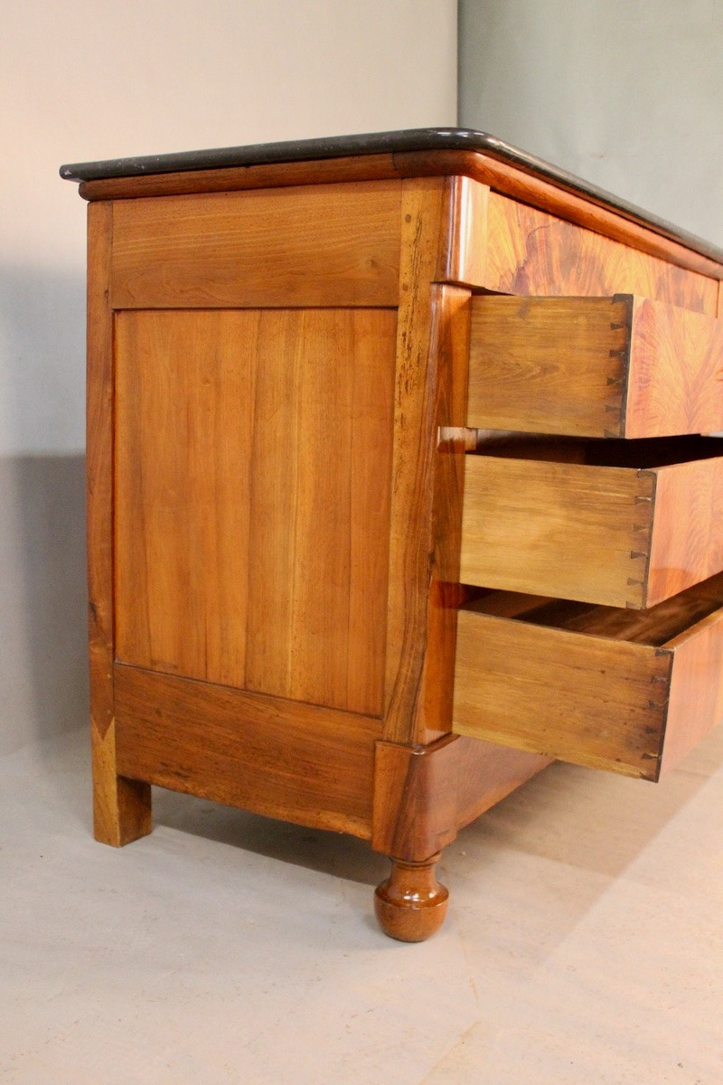 Restoration Period Chest Of Drawers In Burr Walnut, Marble Top -photo-2