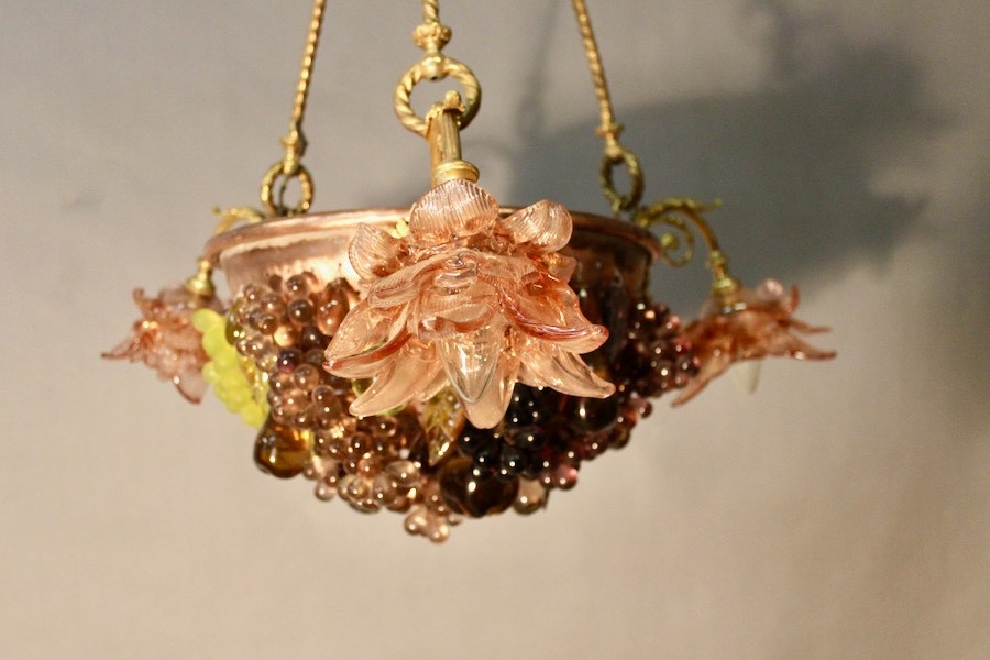 Bronze Three-light Chandelier With Grape Decoration -photo-2