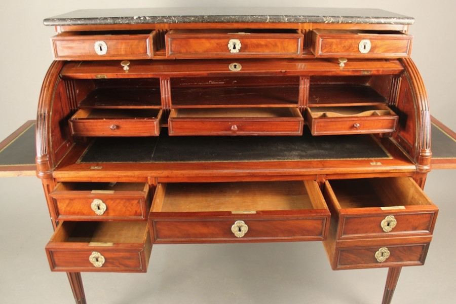 Important Mahogany Cylinder Desk Stamped "petit" (1732-1791)-photo-4