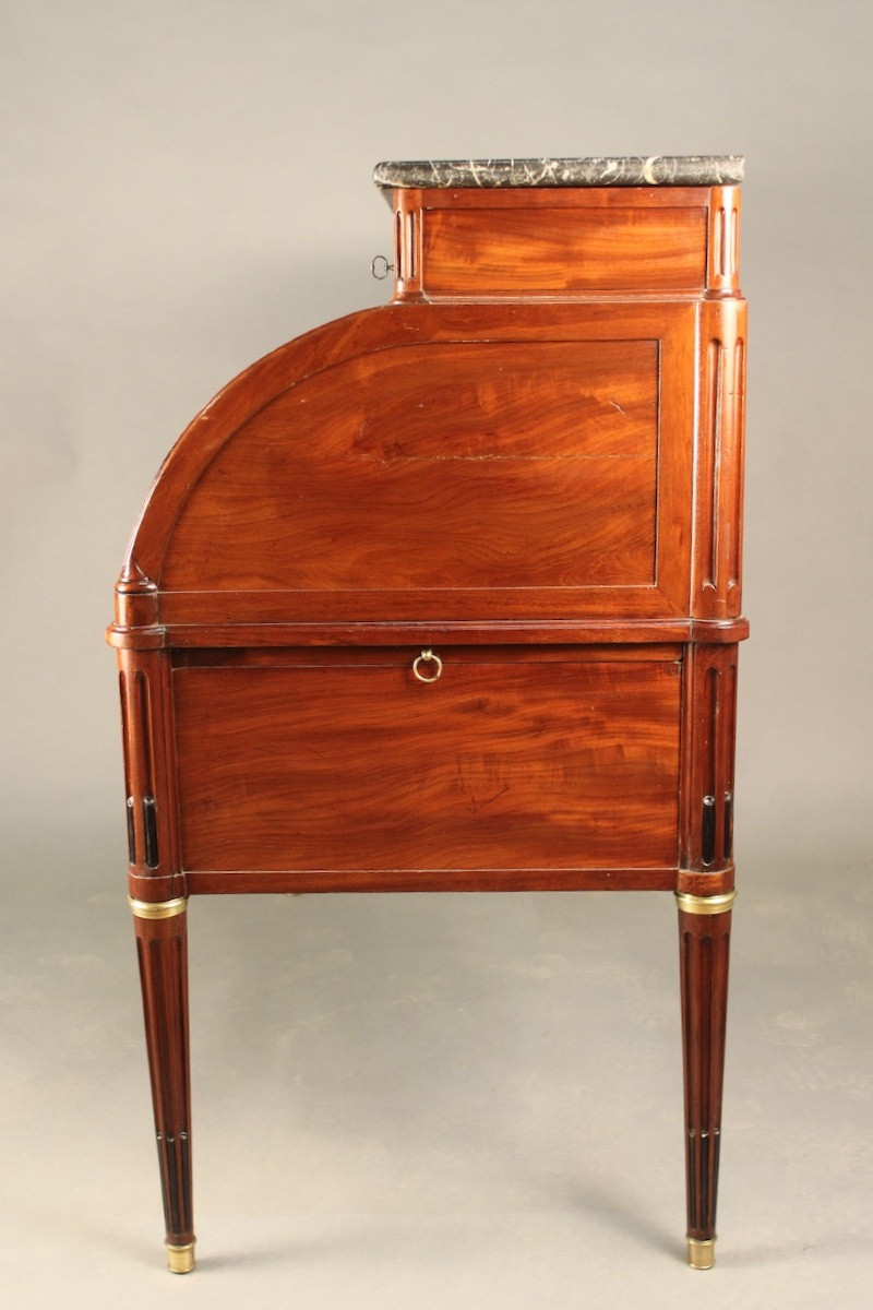 Important Mahogany Cylinder Desk Stamped "petit" (1732-1791)-photo-7