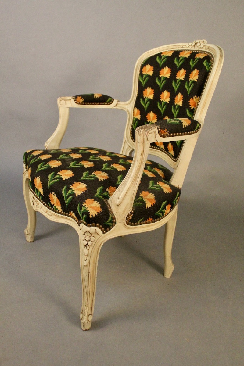 Paire de fauteuils Cabriolet de  style Louis XV-photo-1