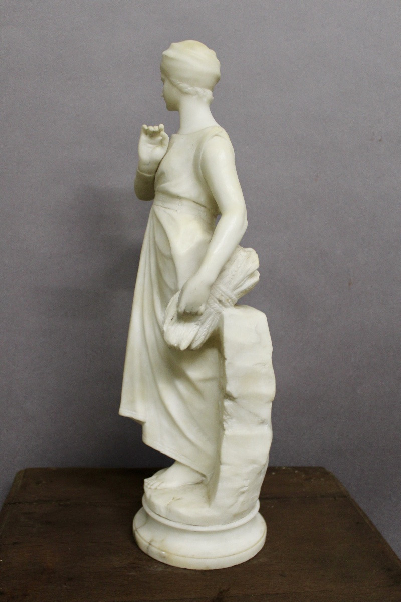 Statue de marbre blanc la Glaneuse ateliers Pugi (c 1850-1915)-photo-3