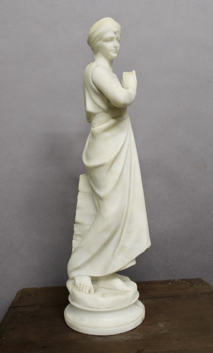 Statue de marbre blanc la Glaneuse ateliers Pugi (c 1850-1915)-photo-4