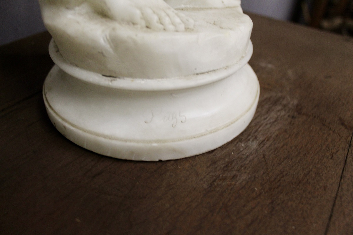 Statue de marbre blanc la Glaneuse ateliers Pugi (c 1850-1915)-photo-4