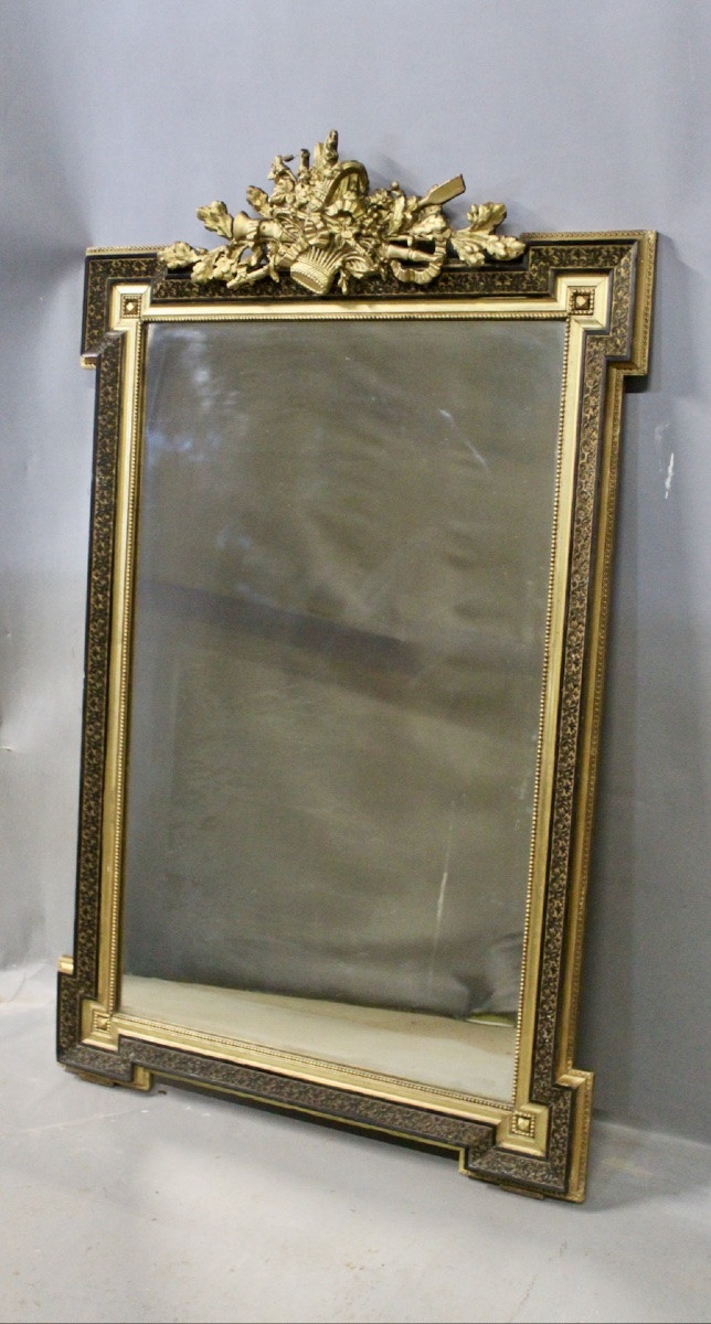 Miroir Napoléon III à fronton ouvragé-photo-4