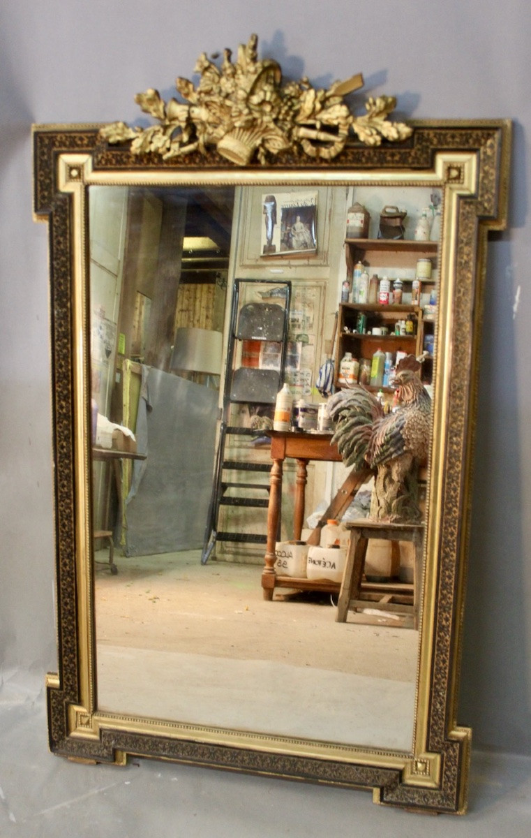 Miroir Napoléon III à fronton ouvragé-photo-3