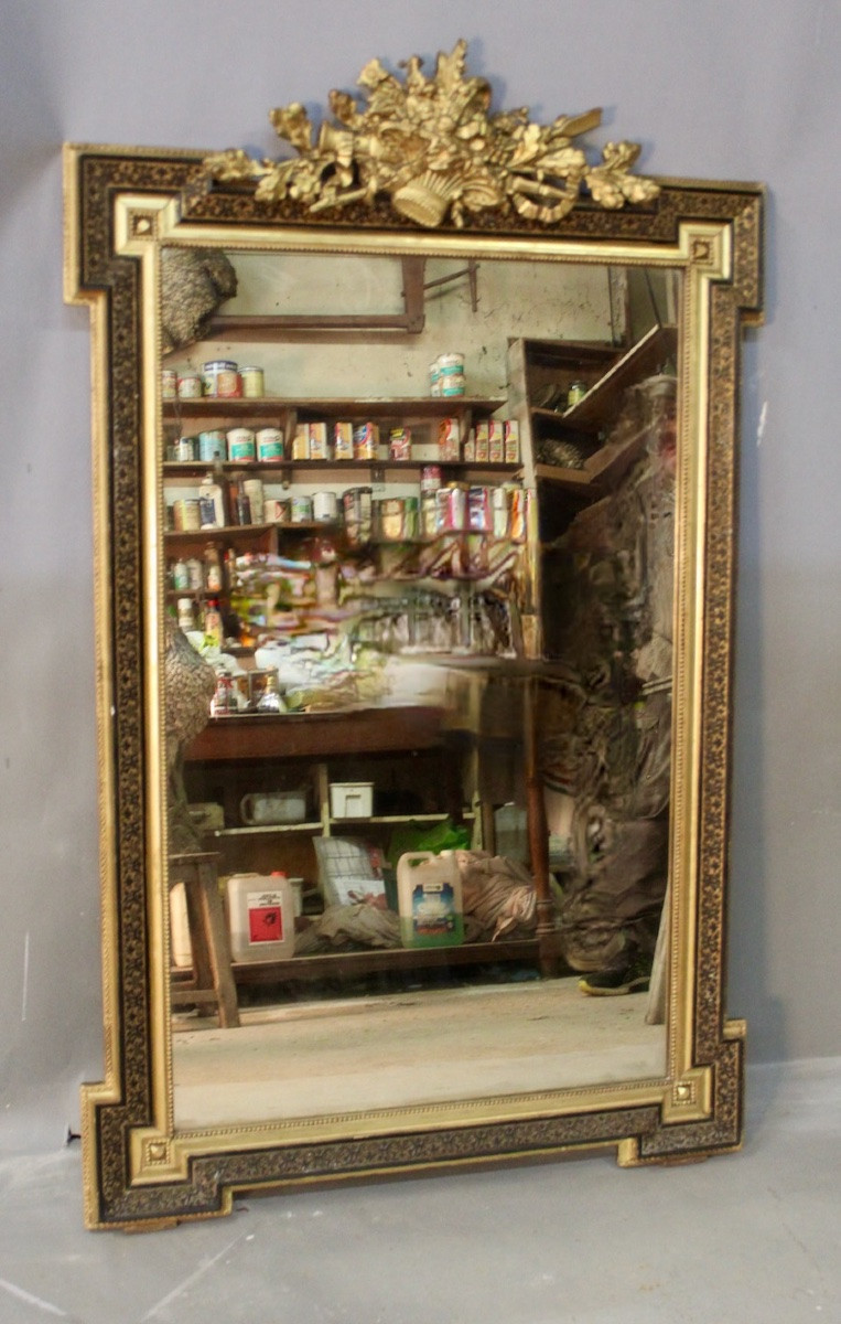 Miroir Napoléon III à fronton ouvragé-photo-4