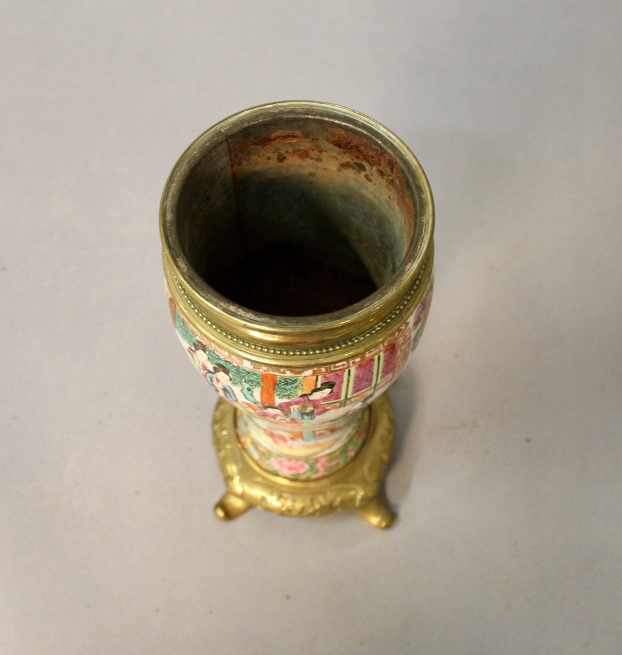 Vase Chinois en porcelaine de canton et bronze -photo-2