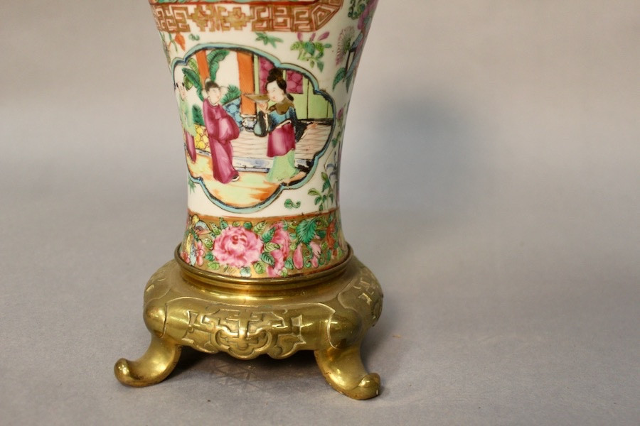 Vase Chinois en porcelaine de canton et bronze -photo-3