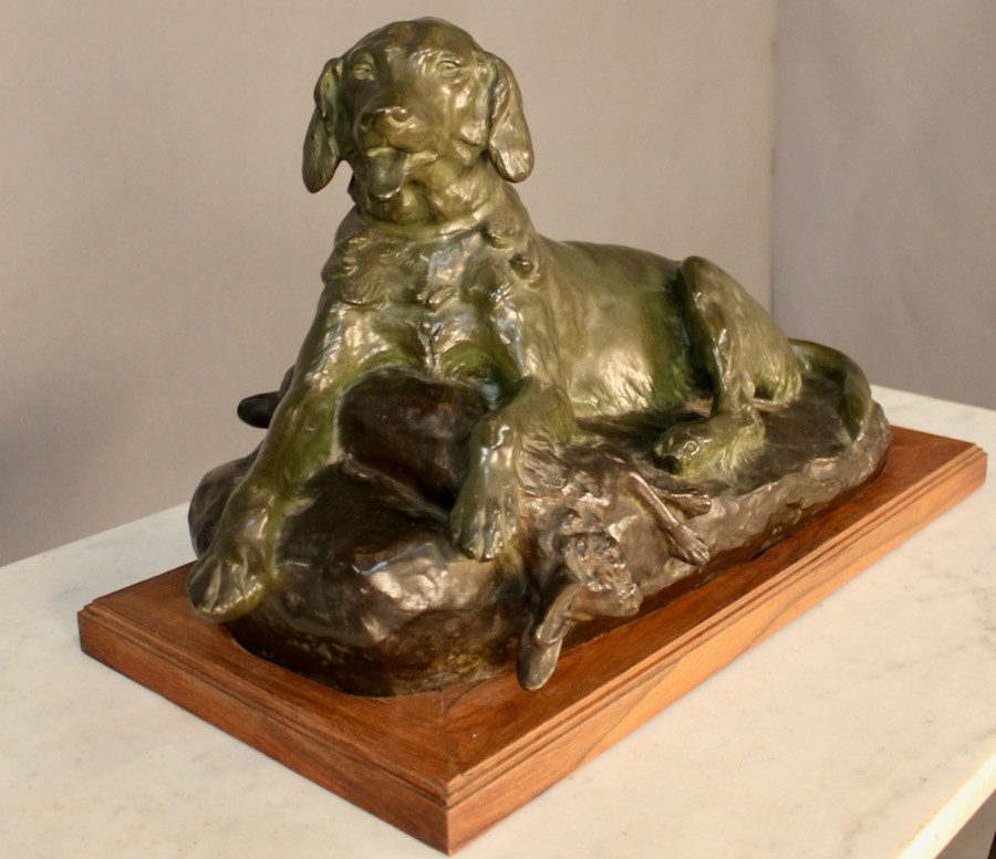 Bronze Hunting Dog By Jules Edmond Masson (1871-1932)-photo-2