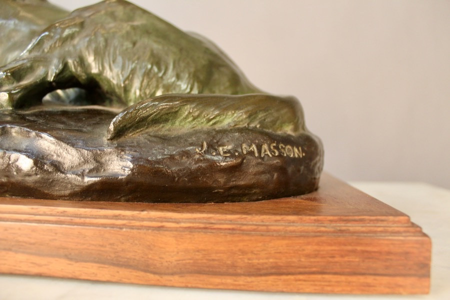 Bronze Hunting Dog By Jules Edmond Masson (1871-1932)-photo-1