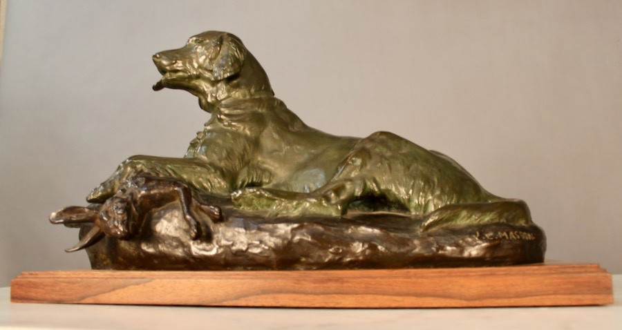 Bronze Hunting Dog By Jules Edmond Masson (1871-1932)-photo-2
