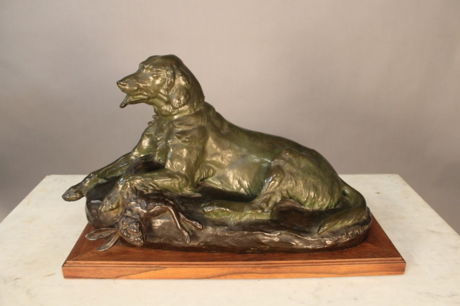 Bronze Hunting Dog By Jules Edmond Masson (1871-1932)