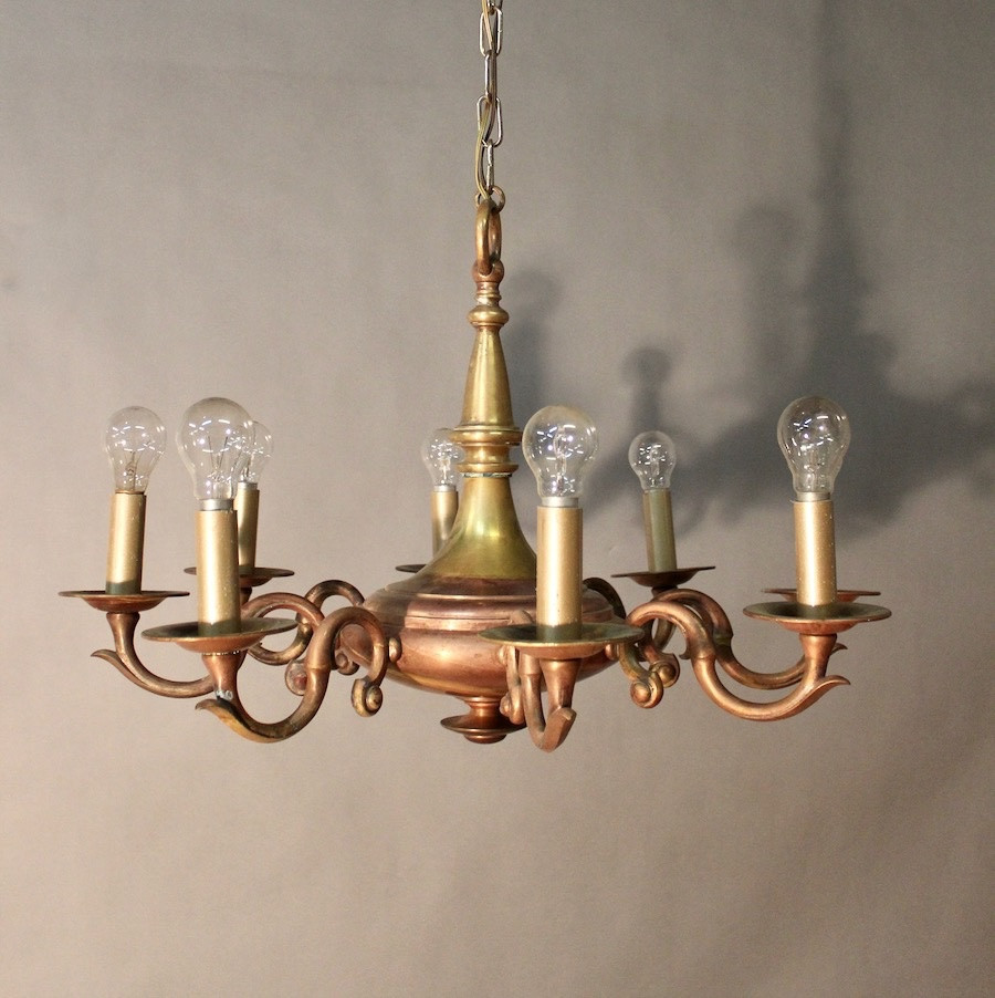 Lustre en bronze double patine à 8 bras de lumière -photo-4