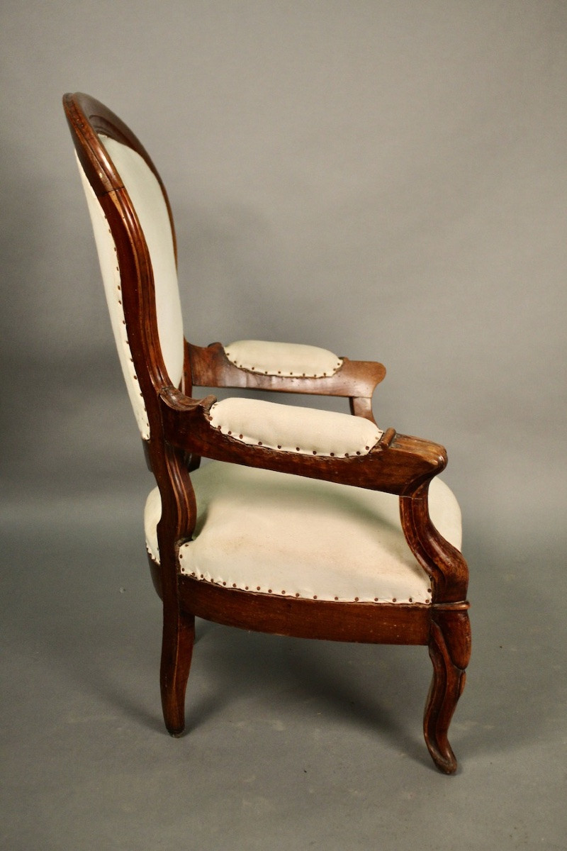 Fauteuil Louis Philippe en noyer-photo-3