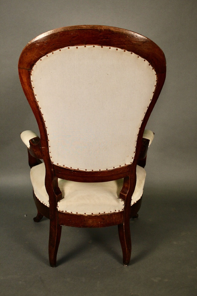 Fauteuil Louis Philippe en noyer-photo-4