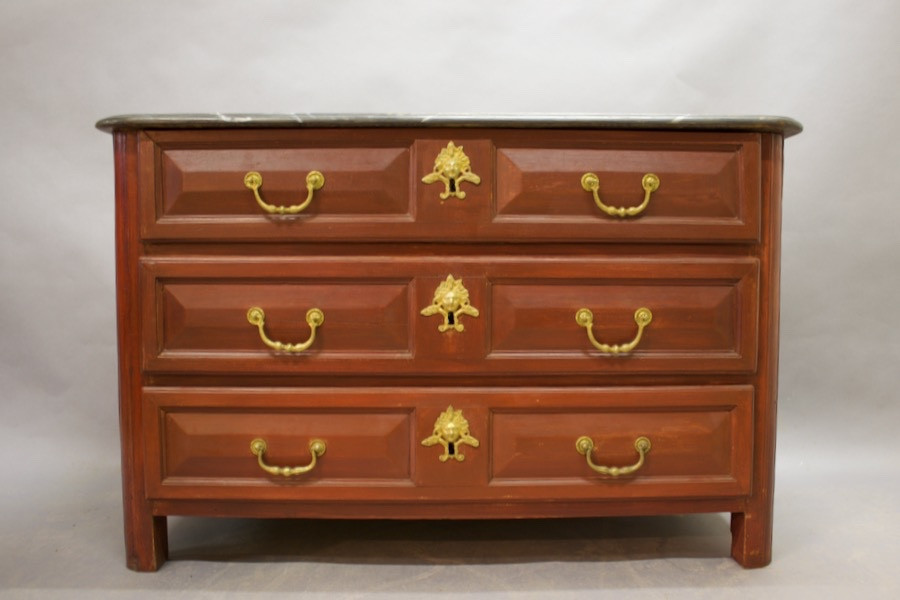 Louis XIV Painted Chest Of Drawers With Faux Marble Top