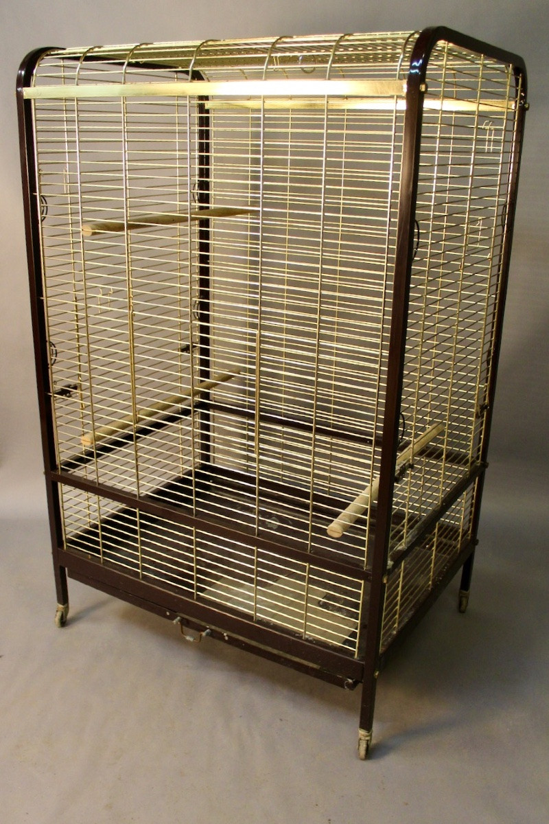 Cage à perroquets vintage grand modèle-photo-3