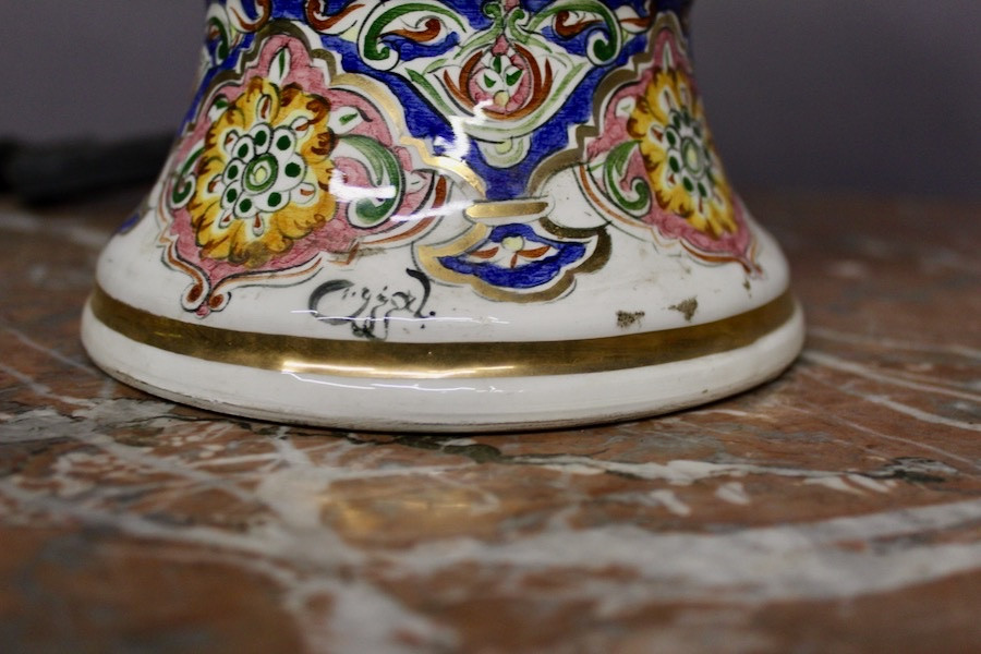 Lampe en céramique décor oriental avec signature -photo-3